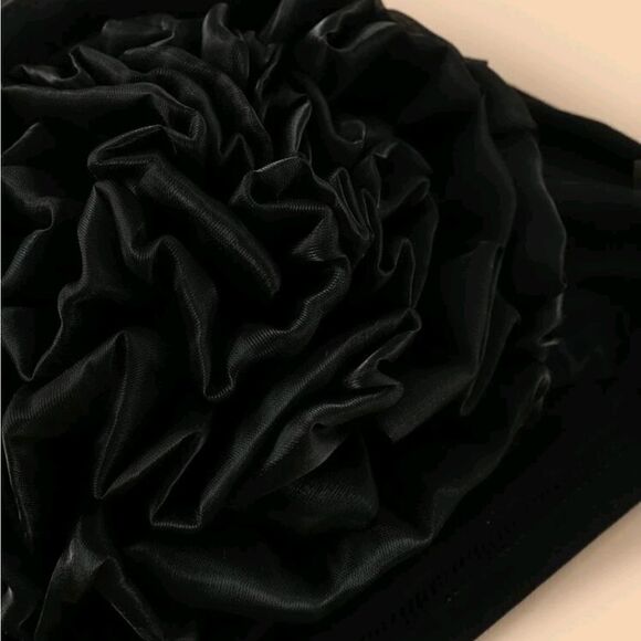 Black Ruched Knit Hat Or Hair Cover - Picture 6 of 8